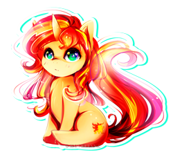 Size: 2200x2000 | Tagged: safe, artist:koveliana, sunset shimmer, pony, unicorn, chromatic aberration, color porn, heart eyes, solo, wingding eyes