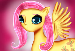 Size: 900x614 | Tagged: safe, artist:rosataciti, fluttershy, pegasus, pony, female, gradient background, looking at you, mare, solo