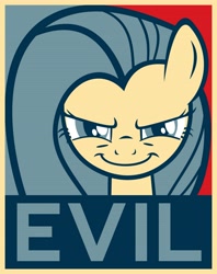 Size: 5385x6813 | Tagged: safe, fluttershy, pegasus, pony, absurd resolution, evil, hope poster, poster, propaganda, shepard fairey