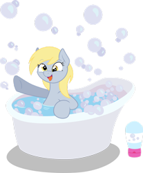 Size: 812x983 | Tagged: safe, artist:whitelightningbolt, derpy hooves, pegasus, pony, bath, bathtub, bubble, female, mare, simple background, solo, transparent background