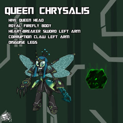 Size: 800x800 | Tagged: safe, artist:sanyo2100, queen chrysalis, changeling, changeling queen, robot, crossover, medabots, video game, weapon