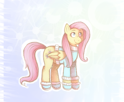 Size: 850x700 | Tagged: safe, artist:rosewhistle, fluttershy, pegasus, pony, bottomless, clothes, partial nudity, solo, sweater, sweatershy