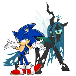 Size: 758x749 | Tagged: safe, artist:racefox, edit, queen chrysalis, changeling, changeling queen, crossover, simple background, sonic the hedgehog, sonic the hedgehog (series), transparent background, vector, vector edit