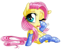 Size: 825x675 | Tagged: safe, artist:kittehkatbar, fluttershy, pegasus, pony, clothes, simple background, socks, transparent background