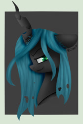 Size: 382x567 | Tagged: safe, artist:scootaloochicken123, queen chrysalis, changeling, changeling queen, bust, portrait, solo