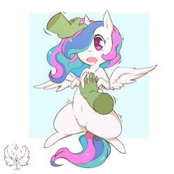 Size: 1280x1280 | Tagged: safe, artist:cold-blooded-twilight, princess celestia, oc, oc:anon, alicorn, pony, belly button, bellyrubs, chest fluff, chibi, cute, cutelestia, disembodied hand, explicit source, female, heart eyes, open mouth, petting, wingding eyes