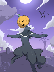 Size: 900x1200 | Tagged: safe, artist:cold-blooded-twilight, headless horse, clumsy, explicit source, featureless crotch, graveyard, halloween, happy halloween, headless, holiday, jack-o-lantern, pumpkin, solo