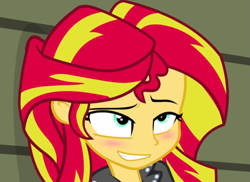 Size: 987x720 | Tagged: safe, edit, edited screencap, screencap, sunset shimmer, equestria girls, rainbow rocks, blushing, i came, inverted mouth, solo