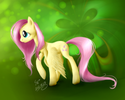 Size: 491x392 | Tagged: safe, artist:haunthid, fluttershy, pegasus, pony, female, mare, pink mane, solo, yellow coat