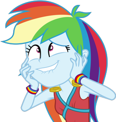 Size: 7926x8365 | Tagged: safe, artist:pink1ejack, derpibooru import, rainbow dash, equestria girls, movie magic, spoiler:eqg specials, absurd resolution, clothes, faic, fangirl, fangirling, lip bite, rainbow dash is best facemaker, simple background, solo, transparent background, vector, wristband