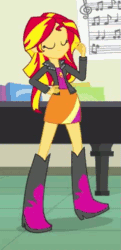 Size: 247x511 | Tagged: safe, screencap, sunset shimmer, equestria girls, rainbow rocks, animated, cute, eyes closed, finger snap, foot tapping, headbob, shimmerbetes, smiling, snap, solo, tapping