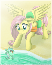 Size: 800x985 | Tagged: safe, artist:inuhoshi-to-darkpen, fluttershy, lyra heartstrings, pegasus, pony, sea pony, floaty, seapony lyra, water wings