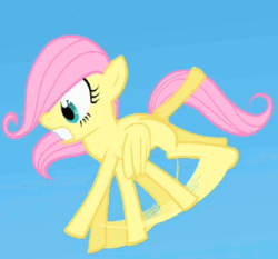 Size: 412x384 | Tagged: safe, fluttershy, pegasus, pony, animated, female, filly, flailing, pink mane, pink tail, solo, wings, yellow coat
