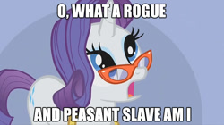 Size: 720x403 | Tagged: safe, rarity, pony, unicorn, glasses, hamlet, image macro, meme, shakespeare