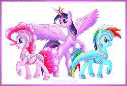 Size: 5912x4017 | Tagged: safe, artist:haltie, derpibooru import, pinkie pie, rainbow dash, twilight sparkle, twilight sparkle (alicorn), alicorn, earth pony, pegasus, pony, absurd resolution, armor, female, mare