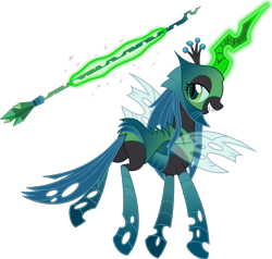 Size: 5155x4898 | Tagged: safe, artist:osipush, queen chrysalis, changeling, changeling queen, absurd resolution, alternate universe, armor, bugbutt, butt, heroes of might and magic, inkscape, magic, open mouth, plot, ponies of flight and magic, simple background, solo, spear, transparent background, vector, weapon