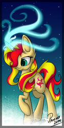 Size: 1024x2048 | Tagged: safe, artist:pxoenix2014, sunset shimmer, pony, unicorn, magic, solo