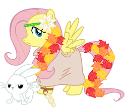 Size: 545x469 | Tagged: artist needed, source needed, safe, angel bunny, fluttershy, pegasus, pony, clothes, dress