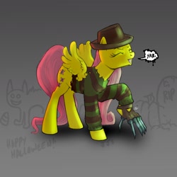 Size: 1800x1800 | Tagged: safe, artist:los-chainbird, fluttershy, pegasus, pony, crossover, female, freddy krueger, mare