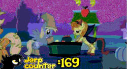 Size: 639x348 | Tagged: safe, edit, edited screencap, screencap, carrot top, derpy hooves, golden harvest, pegasus, pony, luna eclipsed, commentary, female, mare, youtube