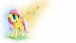 Size: 1920x1080 | Tagged: safe, artist:yikomega, fluttershy, butterfly, pegasus, pony, cute, filly