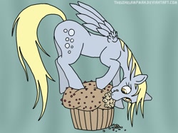 Size: 1200x900 | Tagged: safe, artist:thelonelampman, derpy hooves, pegasus, pony, female, mare, muffin