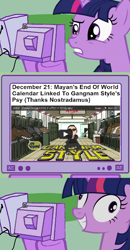 Size: 562x1078 | Tagged: safe, derpibooru import, twilight sparkle, pony, exploitable meme, gangnam style, insane troll logic, meme, tv meme, twilight snapple