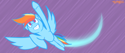 Size: 1280x549 | Tagged: safe, artist:tomazii7, derpibooru import, rainbow dash, pegasus, pony, 30 minute art challenge, flying, solo, spread wings, trail, wings