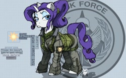 Size: 1980x1238 | Tagged: safe, artist:eichh-emmm, rarity, pony, unicorn, call of duty, clothes, duckface, military