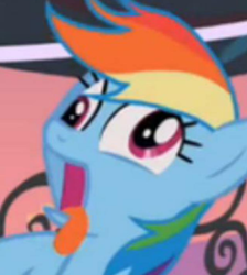 Size: 558x623 | Tagged: safe, derpibooru import, screencap, rainbow dash, pegasus, pony, sweet and elite, derp, faic, icon, majestic as fuck, rainbow dash is best facemaker, solo, tongue out