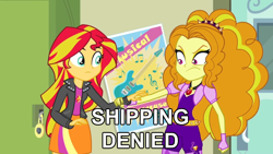 Size: 1920x1080 | Tagged: safe, screencap, adagio dazzle, sunset shimmer, equestria girls, rainbow rocks, adaggio, female, gem, image macro, meme, shipping, shipping denied, siren gem