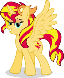 Size: 1527x1851 | Tagged: safe, artist:flashlighthouse, sunset shimmer, alicorn, pony, alicornified, race swap, shimmercorn, simple background, solo, transparent background