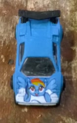 Size: 558x892 | Tagged: safe, artist:40kponyguy, derpibooru exclusive, derpibooru import, rainbow dash, pegasus, pony, car, cloud, lamborghini, lamborghini countach, solo, toy, wip