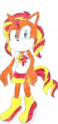 Size: 1454x3092 | Tagged: safe, artist:bluespeedsfan92, sunset shimmer, crappy art, solo, sonic the hedgehog (series), style emulation