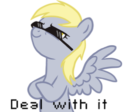 Size: 886x791 | Tagged: safe, artist:blackfeathr, derpy hooves, pegasus, pony, deal with it, female, mare, solo