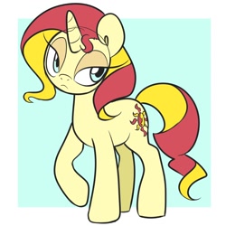 Size: 1280x1280 | Tagged: safe, artist:inkie-heart, sunset shimmer, pony, unicorn, solo, unamused