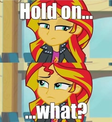 Size: 500x544 | Tagged: safe, screencap, sunset shimmer, equestria girls, rainbow rocks, caption, solo, sunset cynic