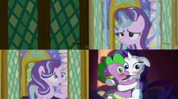 Size: 953x532 | Tagged: safe, artist:pia-sama, screencap, rarity, spike, starlight glimmer, dragon, pony, unicorn, the crystalling, female, male, screencap comic, shipping, sparity, straight