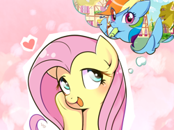 Size: 1024x768 | Tagged: safe, artist:haden-2375, derpibooru import, edit, fluttershy, rainbow dash, pegasus, pony, blushing, cute, daaaaaaaaaaaw, dashabetes, female, flutterdash, food, hnnng, hoof hold, lesbian, looking at you, mare, nom, popsicle, puffy cheeks, shipping, shyabetes, smiling, spread wings, thought bubble, underhoof, wide eyes, wings