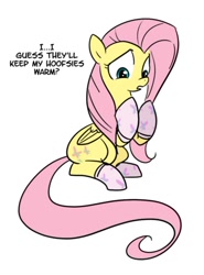 Size: 494x667 | Tagged: safe, artist:egophiliac, fluttershy, pegasus, pony, clothes, colored, socks