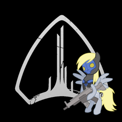 Size: 700x700 | Tagged: safe, artist:sefling, derpy hooves, pegasus, pony, brink, crossover, female, gun, mare, parody, weapon