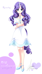 Size: 527x913 | Tagged: safe, artist:sakuranoruu, rarity, high heels, horned humanization, humanized, solo, tailed humanization