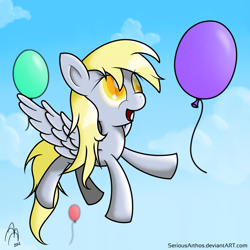 Size: 4000x4000 | Tagged: safe, artist:seriousarthos, derpy hooves, pegasus, pony, balloon, female, mare