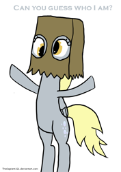 Size: 620x877 | Tagged: safe, artist:thesapient321, derpy hooves, pony, bipedal, paper bag