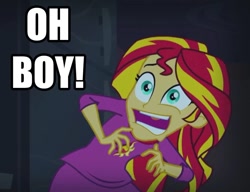 Size: 941x721 | Tagged: safe, edit, edited screencap, screencap, sunset shimmer, equestria girls, rainbow rocks, faic, inverted mouth, meme, sunset screamer, text