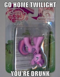 Size: 462x587 | Tagged: safe, derpibooru import, twilight sparkle, pony, blind bag, drunk, image macro, irl, packaging error, photo, toy