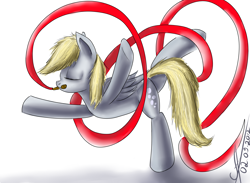 Size: 2100x1540 | Tagged: safe, artist:1vladislav, derpy hooves, pegasus, pony, female, mare, ribbon