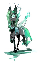 Size: 600x872 | Tagged: safe, artist:sibashen, queen chrysalis, changeling, changeling queen, female, looking at you, simple background, solo, white background