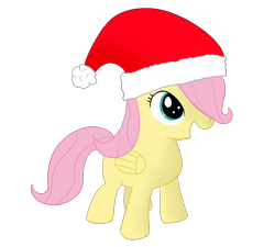 Size: 2000x1800 | Tagged: safe, artist:dragonfoorm, fluttershy, pegasus, pony, christmas, filly, hat, santa hat, simple background, solo, transparent background