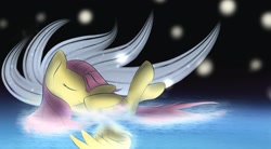 Size: 1960x1080 | Tagged: safe, artist:dshou, fluttershy, pegasus, pony, female, mare, pink mane, wallpaper, yellow coat